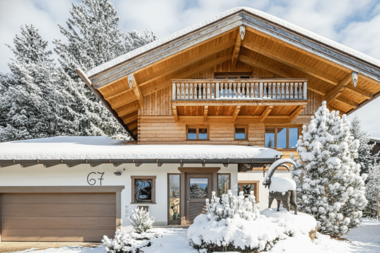 Hauseingang mit Doppelgarage