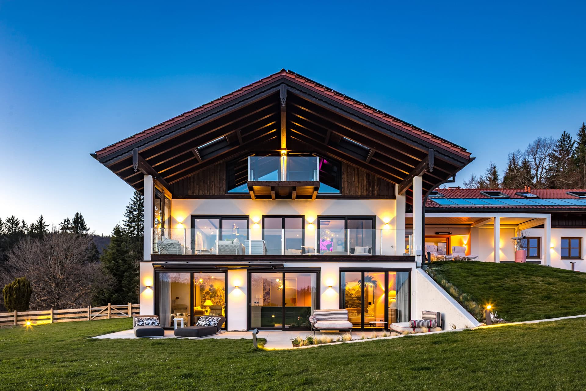 Abendstimmung Ansicht Haus