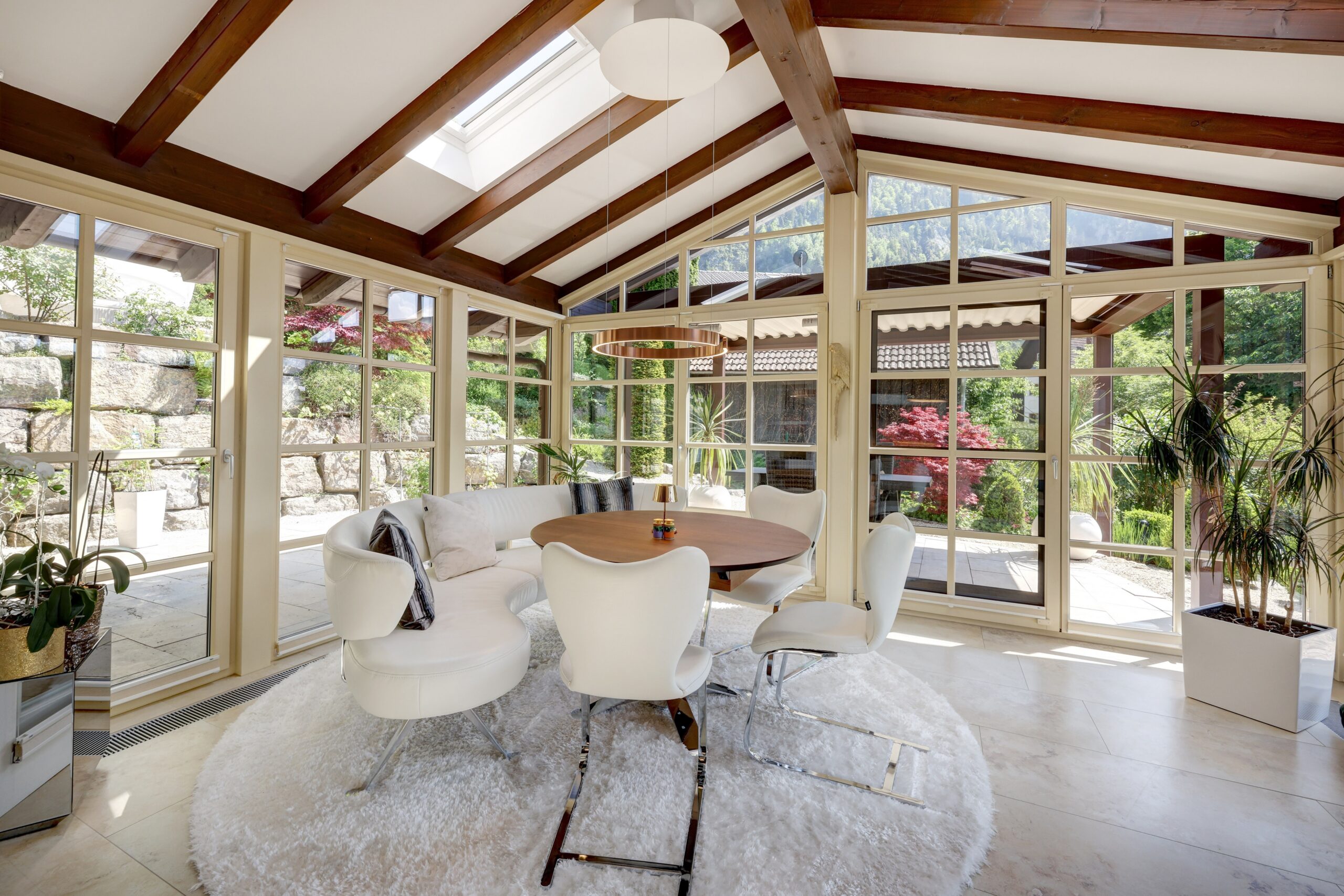 Open-plan living and dining area